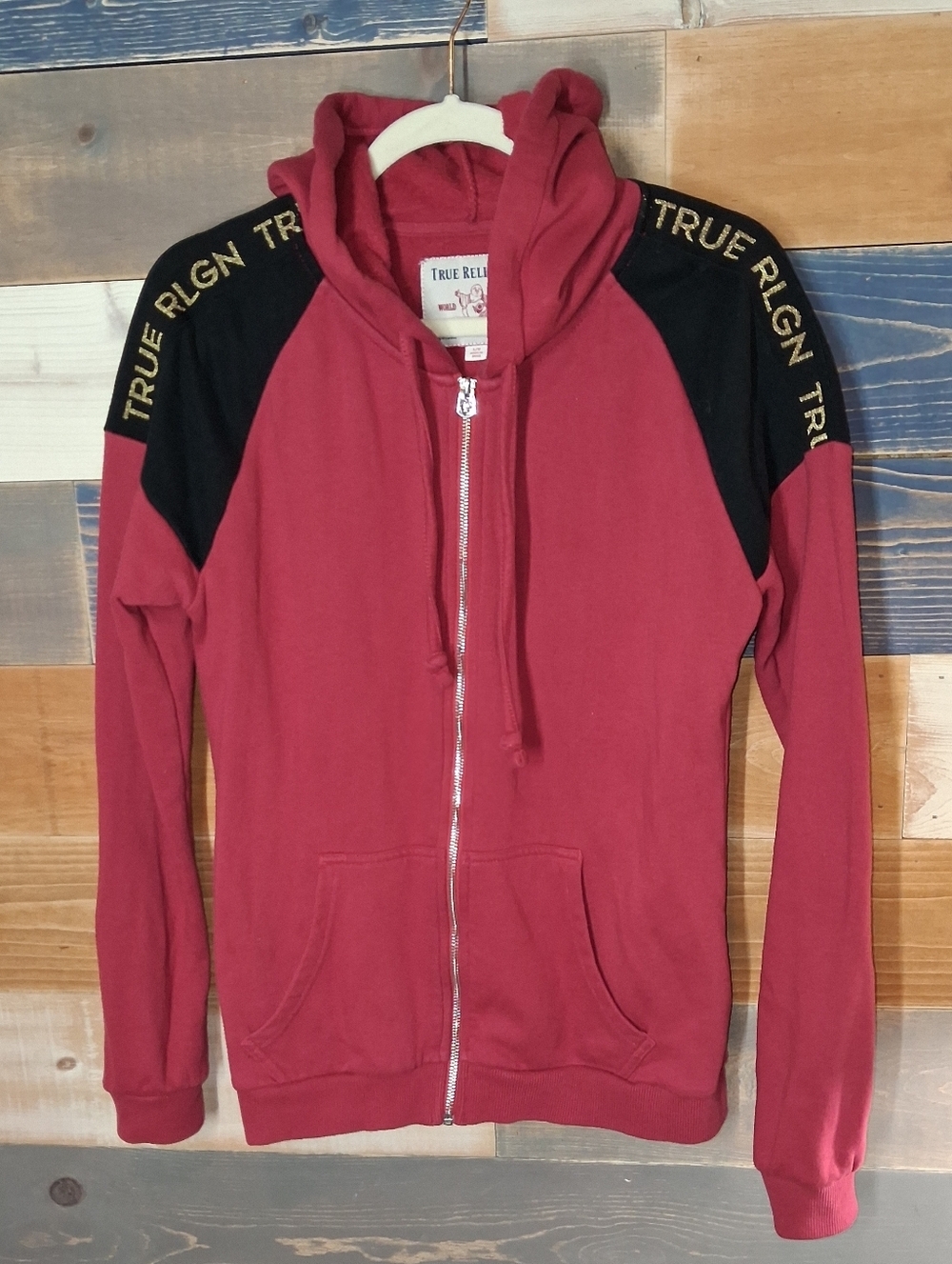 True Religion Vintage Hoodie L Red Black